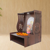 Aesthetic Space - Saving Wooden Temple for Home with Spacious Shelf & Inbuilt Focus Lights - Decor Smart
