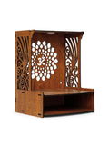 Aesthetic Wooden Temple for Home with Spacious Shelf & Inbuilt Focus Light - Decor Smart