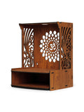 Aesthetic Wooden Temple for Home with Spacious Shelf & Inbuilt Focus Light - Decor Smart