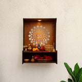 Aesthetic Wooden Temple for Home with Spacious Shelf & Inbuilt Focus Light - Decor Smart