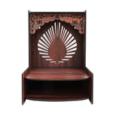 Aesthetic Wooden Temple for Home with Spacious Shelf & Inbuilt Focus Lights - Decor Smart