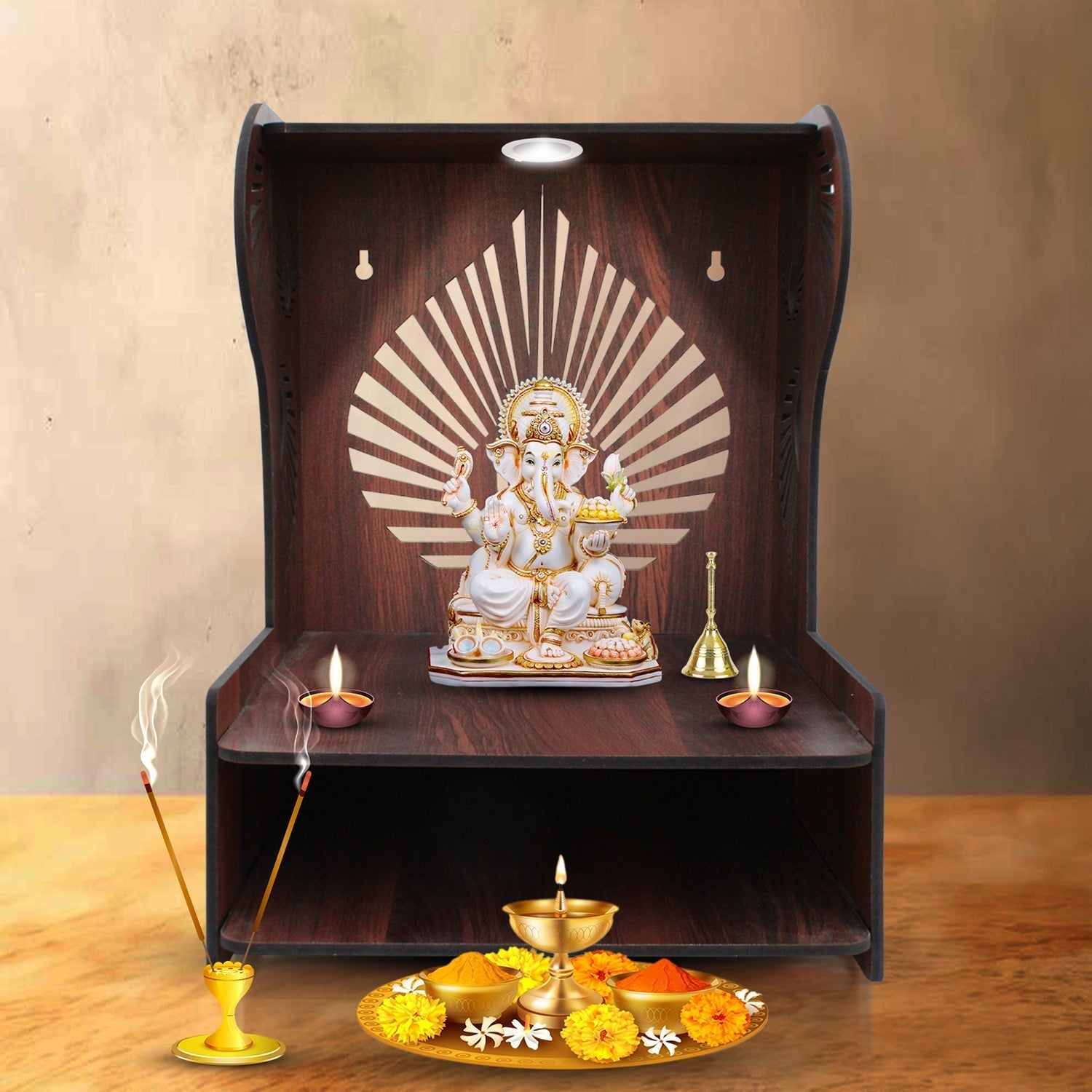Beautiful Classic Wall - Mounted Pooja Mandir for Home Décor - Decor Smart