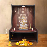 Beautiful Luxurious Wooden Pooja Mandir with LED Lighting - Decor Smart