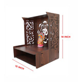 Beautiful Luxurious Wooden Temple for Home with Spacious Shelf & Inbuilt Focus Lights - Decor Smart