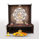 Beautiful Luxurious Wooden Temple for Home with Spacious Shelf & Inbuilt Focus Lights - Decor Smart