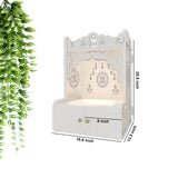 Designer Holy Symbol Om White MDF Wood Temple with Inbuilt Focus Light & Spacious Shelf - Decor Smart