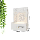 Designer Om Chakra White MDF Wood Temple with Inbuilt Focus Light & Spacious Shelf - Decor Smart