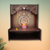 Essentials Wooden Temple for Home with Spacious Shelf & Inbuilt Focus Lights - Decor Smart