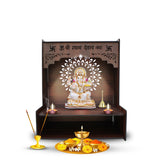 Luxurious Wood Temple for Home with Spacious Shelf & Inbuilt Focus Lights - Decor Smart