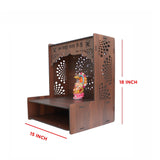 Luxurious Wood Temple for Home with Spacious Shelf & Inbuilt Focus Lights - Decor Smart