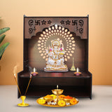 Luxurious Wooden Temple for Home, Office with Spacious Shelf & Inbuilt Focus Lights - Decor Smart