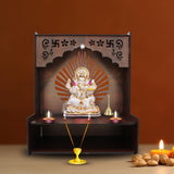 Luxurious Wooden Temple for Home with Spacious Shelf & Inbuilt Focus Lights - Decor Smart