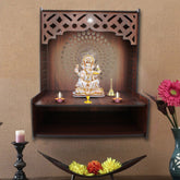 Portable Pooja Mandir for Home with Spacious Shelf & Inbuilt Focus Lights - Decor Smart