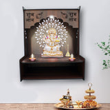 Premium Wooden Temple for Home with Spacious Shelf & Inbuilt Focus Lights - Decor Smart