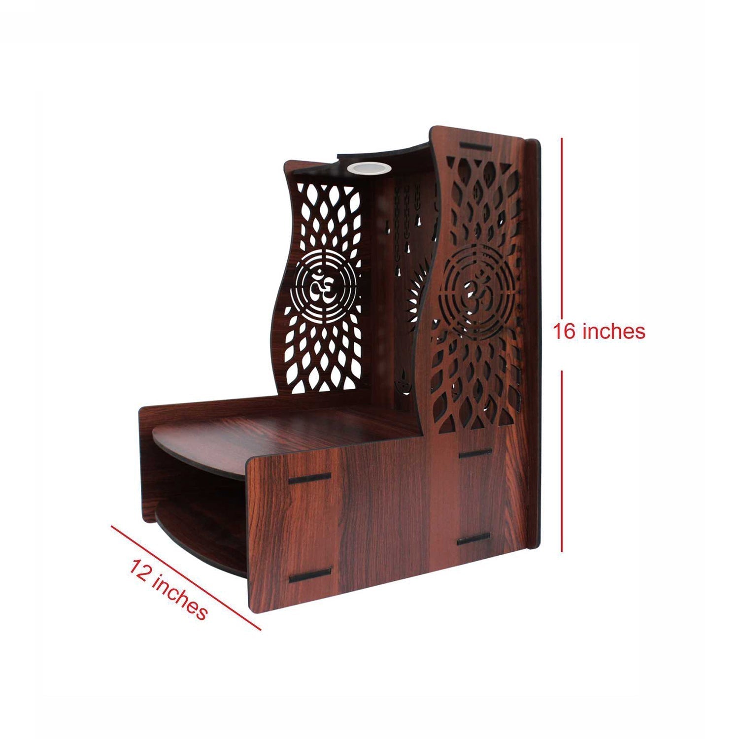 Beautiful Luxurious Wooden Pooja Mandir with LED Lighting - Decor Smart