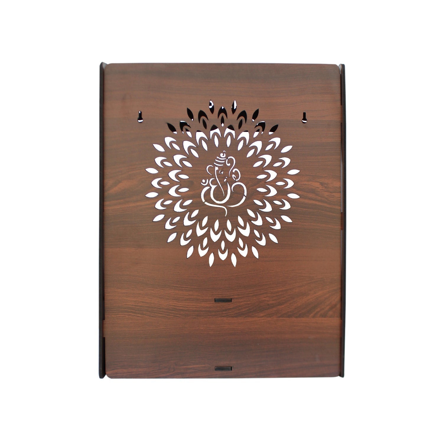 Luxurious Wood Temple for Home with Spacious Shelf & Inbuilt Focus Lights - Decor Smart